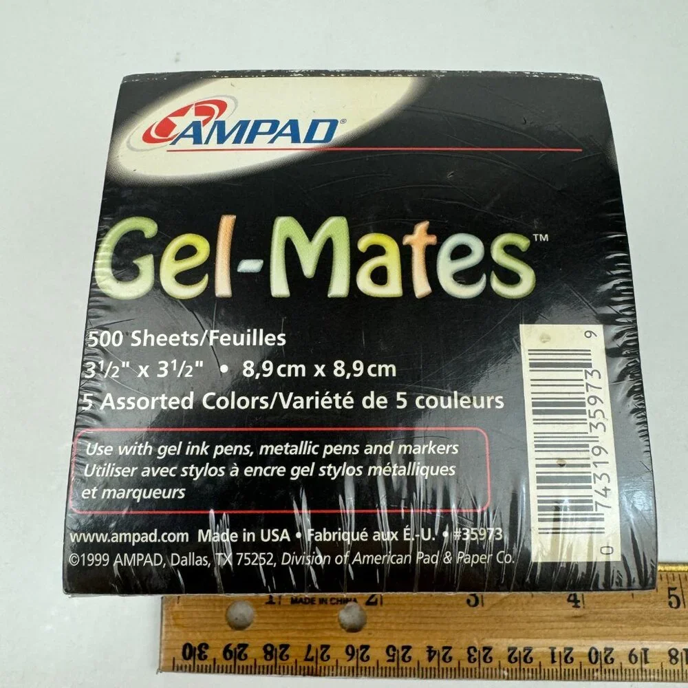 Vtg 1999 Sealed Ampad Gel Mates 500 Sheets Cube Note Pad 5 Diff Colors Y2K READ‎
